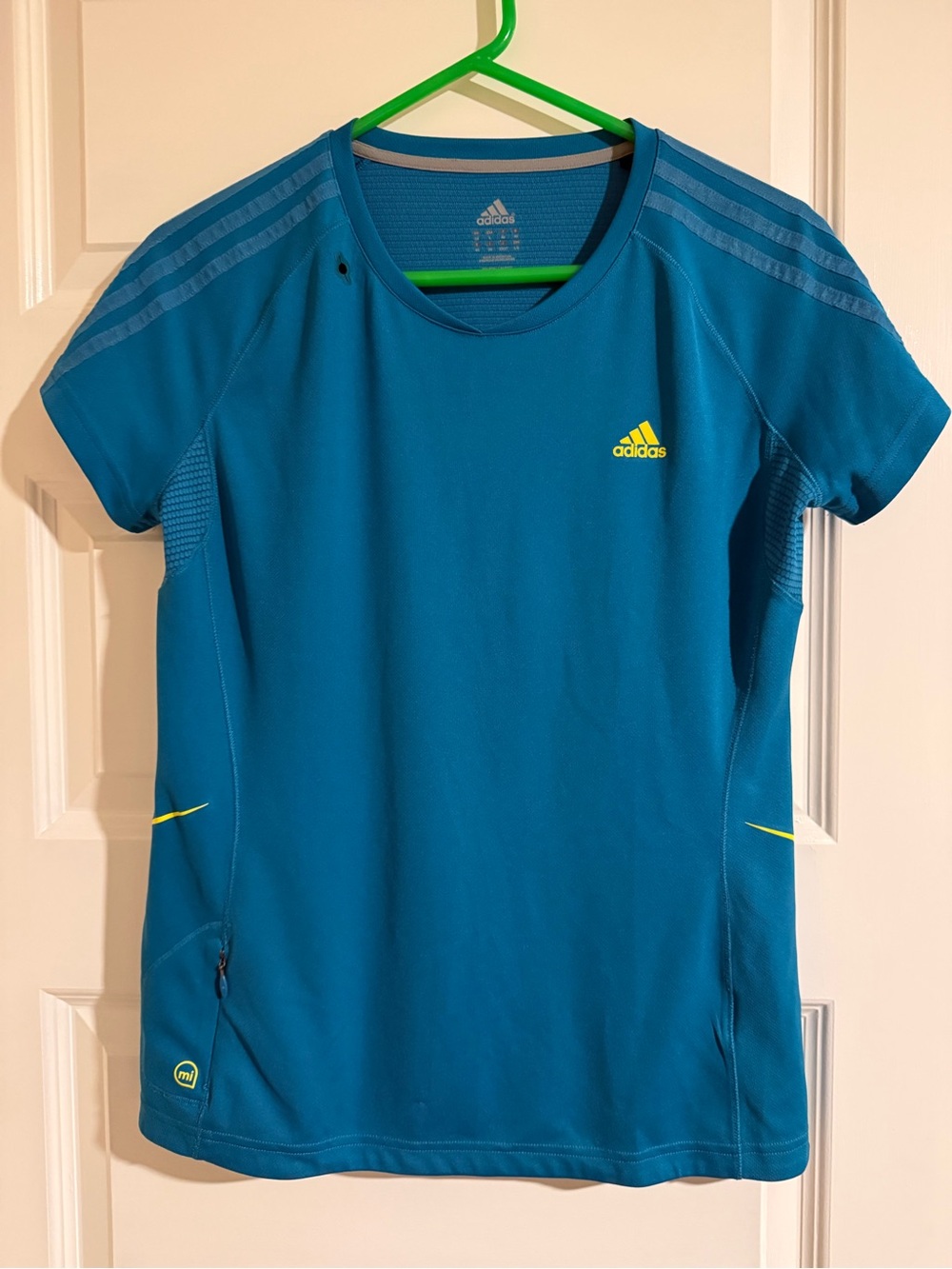 Adidas Blue Athletic Tee with Yellow Logo